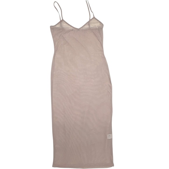 slip mesh vintage beige stretch S vintage sheer spaghetti straps V neck - Picture 5 of 10